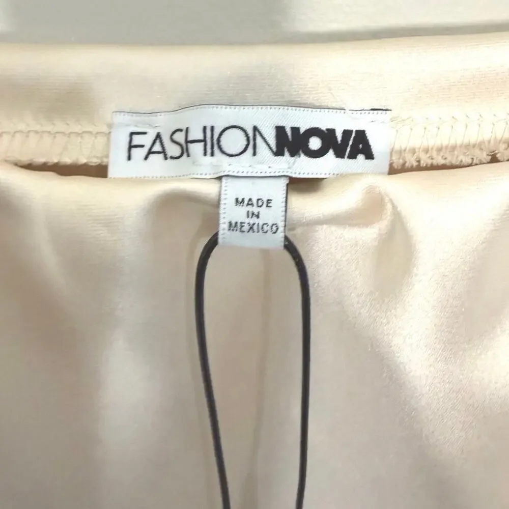 NWT FASHION NOVA satin maxi skirt cream size XS